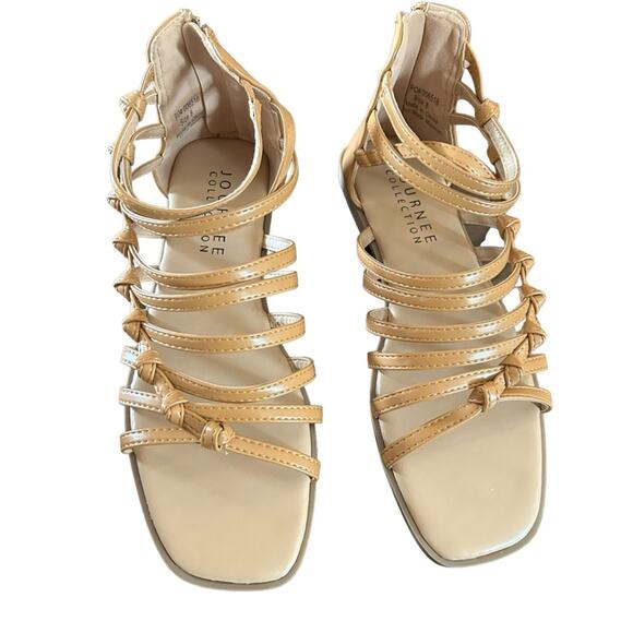 Journee Collection Petrra Gladiator Sandal Strappy Square Toe NEW Size 8 Tan - Picture 5 of 11
